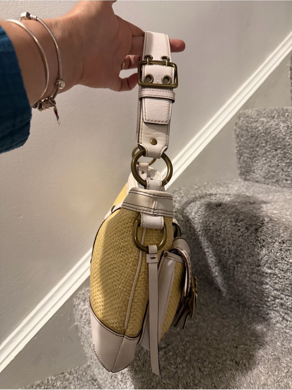 Coach Legacy Buckle Straw Shoulder Bag sold - Picture 3 of 8